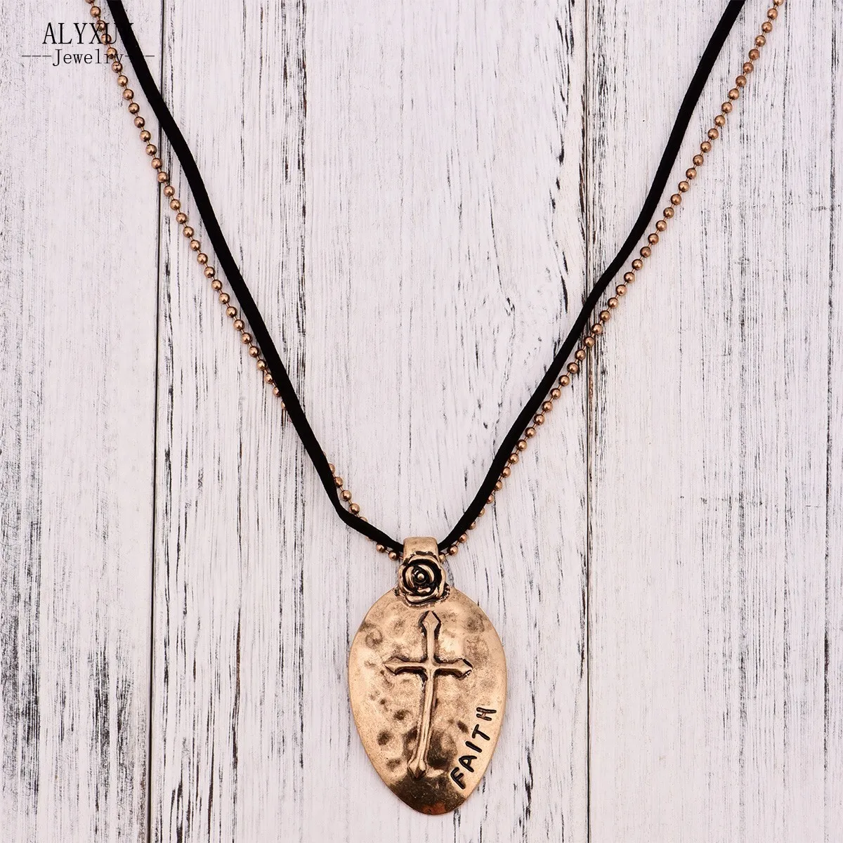 Buy New vintage gold color cross faith pendant