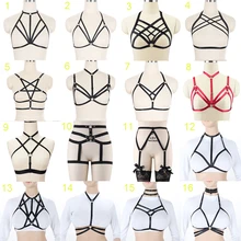 Черный ФЕТИШ боди жгут одежда клетка бюстгальтер для женщин сексуальное Бандажное белье ручной работы боди жгут Готический укороченный топ нижнее белье