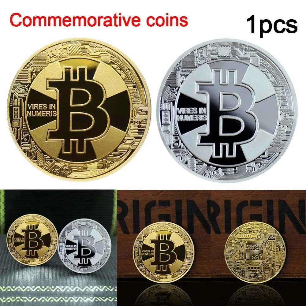 1 PCS Silve/Gold Plated Bitcoin Litecoin Ripple Dash Coins Commemorative Coins Art Collection