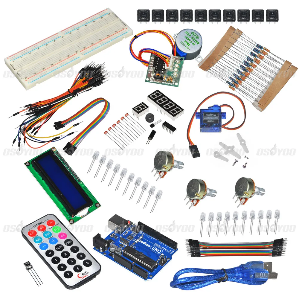 Starter Kit For Arduino UNOR3 LCD 1602 LED Stepper Motor for Arduino ...