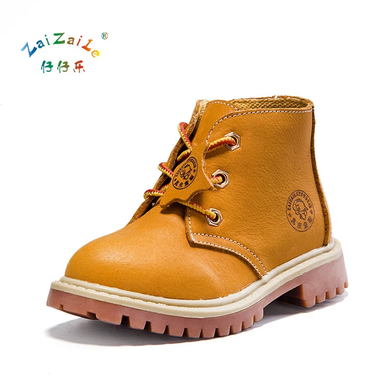 

kids winter Fashion Leather Snow Boots Boys Wearable Martin Boots Girls Warm Plush Casual Shoes For Kids Baby Toddler Shoes KS64