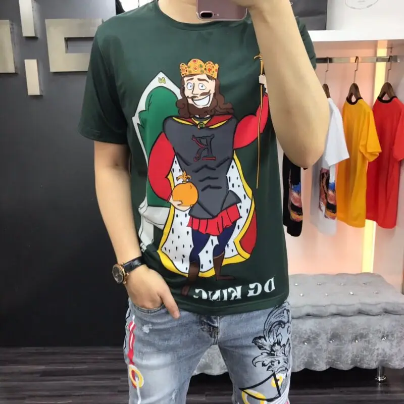 

Fashion Men's Tops & Tees 2019 Runway Luxury famous Brand European Design Short Print party style T-Shirts Men's ClothingWD05297