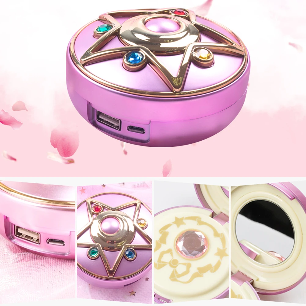 

Anime Makeup mirror Sailor Moon Crystal Star 8000mAh mobile power charger built-in battery rechargeable with makeup mirror