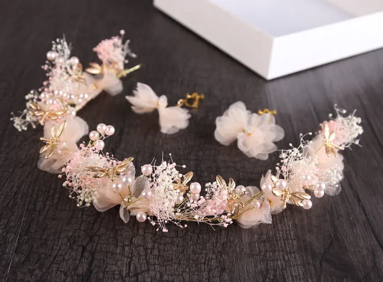 Повязка для волос с сухим цветком невесты|wedding hair accessories|bride headwedding |