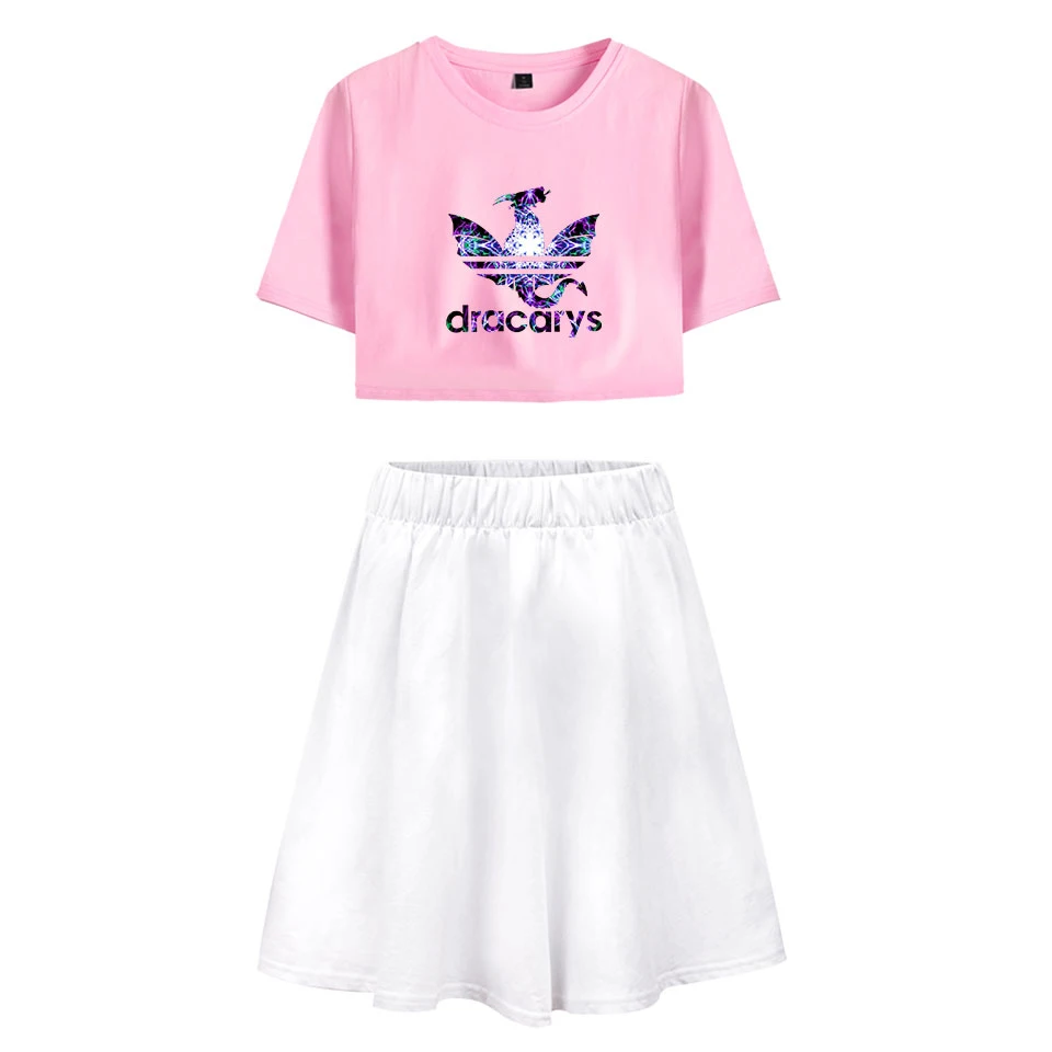 

Dracarys Kpop Game Of Thrones Women Dress Crop Top Dress 2 Piece Set Suit Soft Harajuku Comfortable Over Size Summer Loose Dress