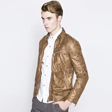 Leather Jacket Men Winter Stand Collar Men's Leather Jacket Plus Velvet Zipper Locomotive Jacket and Coat