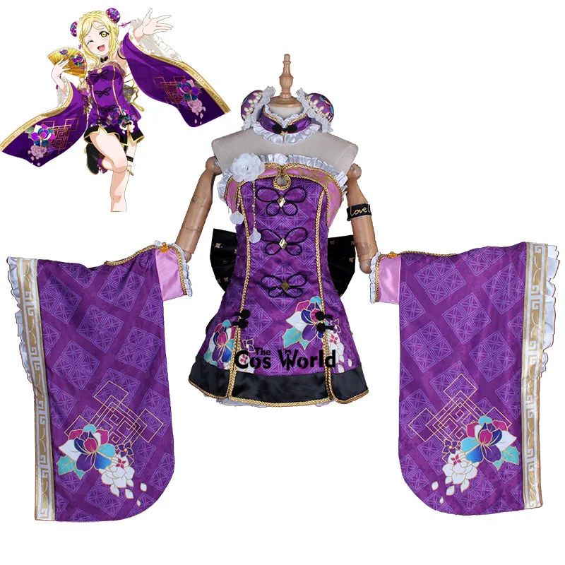 

LoveLive!Sunshine!! Aqours Ohara Mari Cheongsam Awaken Tee Dress Uniform Outfit Anime Cosplay Costumes