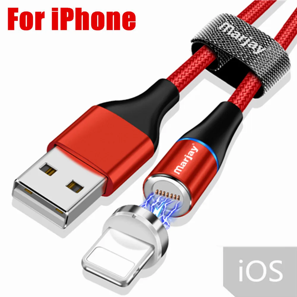 Магнитный usb-кабель Marjay 3A для быстрой зарядки 3,0, кабель Micro USB type-C для iPhone X 8, samsung S9, huawei, Xiaomi, кабель для быстрой зарядки - Цвет: Red For iPhone