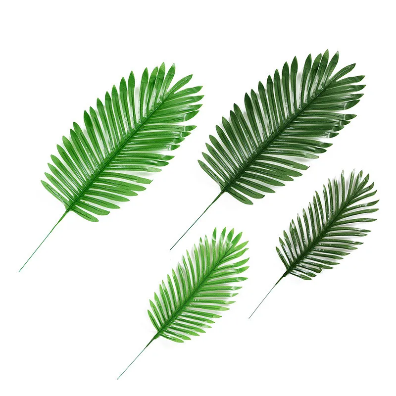 20pcs Large Plastic Artificial Green Leaves Tropical Palm Tree Leaves