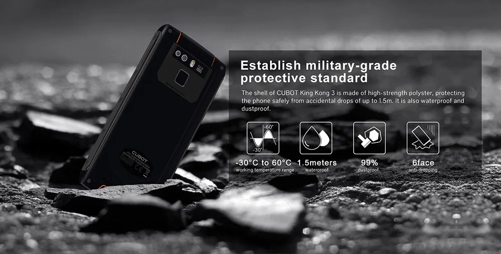 CUBOT KingKong 3 NFC IP68 Водонепроницаемый мобильный телефон 5 &quot18:9 MTK6763T Octa Core Android 8 1 4 GB + 64