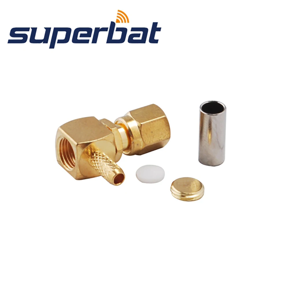 Superbat smc männlich rechtwinklig crimp rf koaxial stecker für kabel rg174, rg178, rg316, lmr100