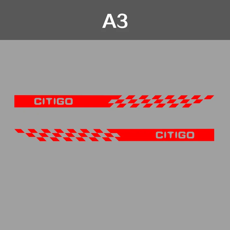2 шт. CITIGO виниловая наклейка на автомобиль боковые полосы стикер на автомобильную юбку Авто Переводные картинки тело графика для Skoda CITIGO - Название цвета: Red
