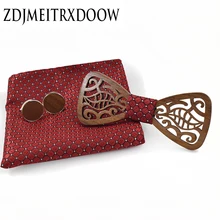 Новинка костюмы запущен квадратный деревянный галстук запонки набор модное платье костюм платье Вечерние джентльмен качества деревянная галстук подарочный набор