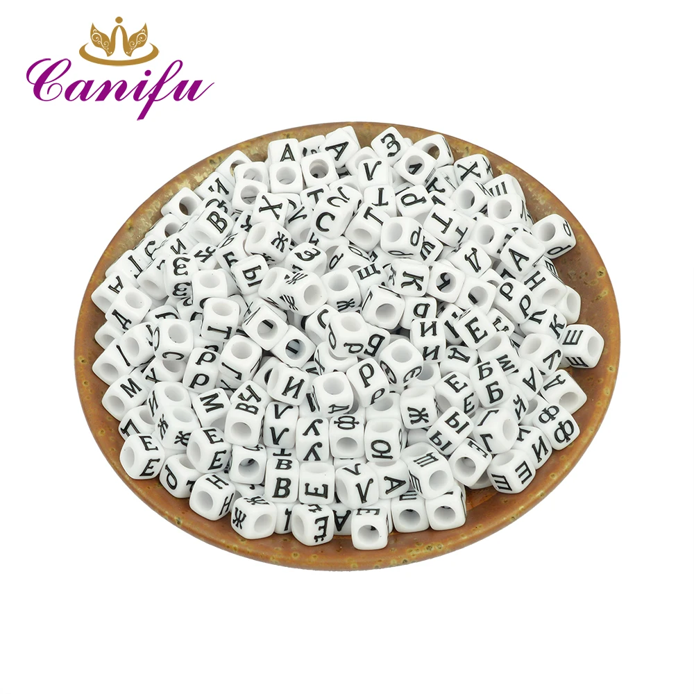 

Canifu 6mm Random Mixed White Russian Letters Alphabet Acrylic Cube Beads For Jewelry Making DIY Bracelet 200pcs/lot