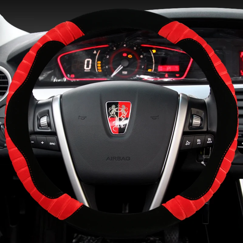 

KKYSYELVA Winter plush handles New warm non-slip plush steering wheel cover Fashion stitching plush steering wheel cover