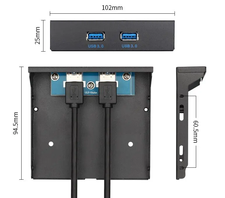 Great-Q 3,5 дюймовый флоппи-отсек внутренний 20 Pin 2 порта USB 3,0 концентратор Передняя панель кронштейн Кабель usb3.0 до 20pin/19pin