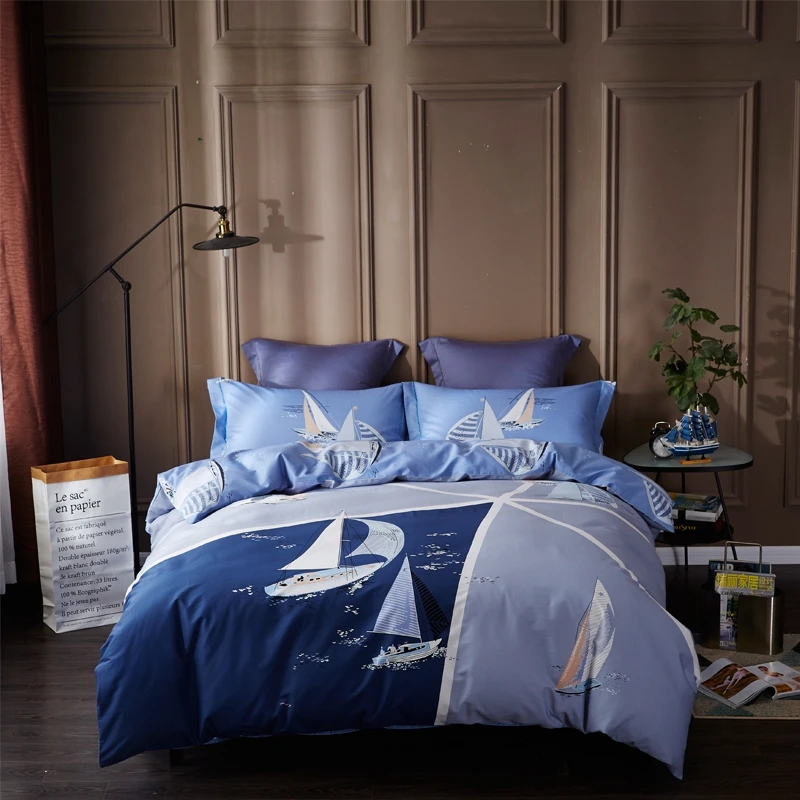 NEW fashion reactive printing sailboat bedding set sailing