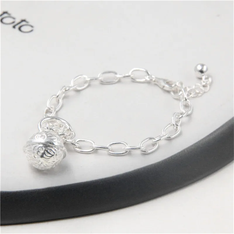 

JINSE Promotion Wholesale 925 Fine bracelet 925 Fine Fashion Jewelry Bell Charms Bracelet For Women 18*1.40cm 3cm extend chain