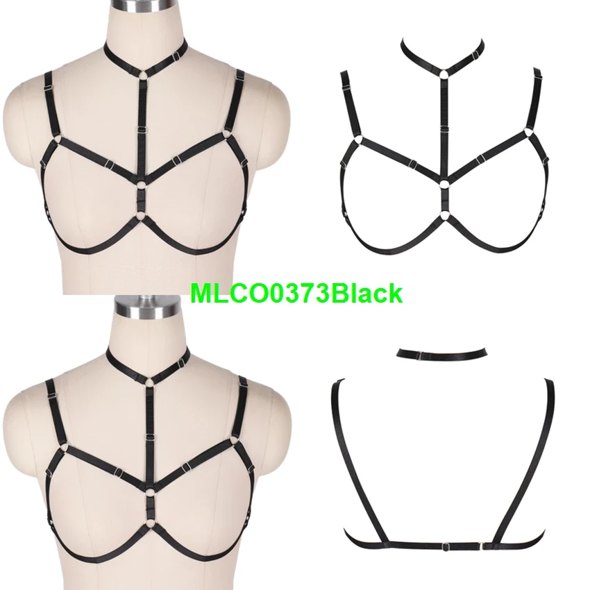 MLCO0373-Black Пикантные черные сапоги портупея с ремнями нагрудный ремень эластичные большого размера нижнее белье Арт танцевальный фестивальный рейв Для женщин портупея стимпанк готический бюстгальтер - Цвет: MLCO0373-Black