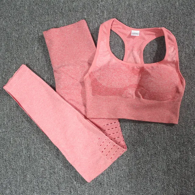 Ombre Set 2 Piece Workout Set Women Seamless Yoga Set Sportswear Fitness Clothes For Women Gym