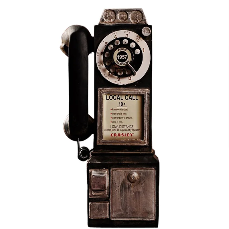 

Vintage Resin Telephone Model Ornaments Home Decoration Retro Wall Hanging Phone Miniature Figurines Old-fashioned Crafts Gifts