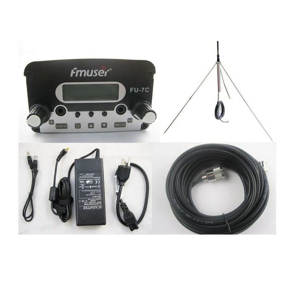 

FU-7C 7w broadcast fm radio transmitter audio wireless transmitter and GP100 broadcast outdoor antenna