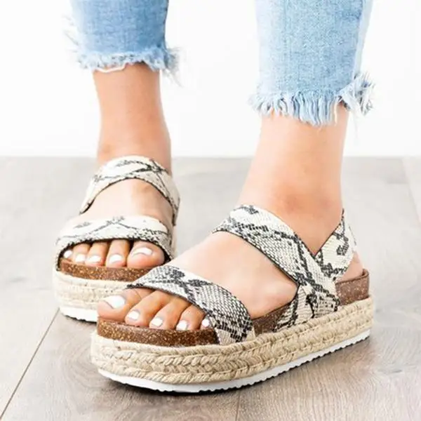 

HEFLASHOP Summer Casual Open Toe Platform Wedges New Women PU Sandals High Heels Shoes Weave Comfort Chaussures Female Sandals