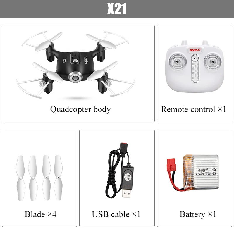 black Syma X21 Мини карманный Дрон Квадрокоптер RC вертолет 4CH 2,4G 6-aixs гироскоп RC дроны Безголовый режим игрушки для детей мальчиков - Цвет: black
