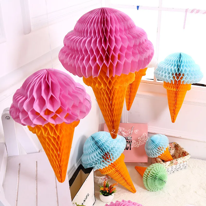 

8"20cm Ice Cream Honeycomb Balls Paper Lanterns Wedding Decorations Kid Baby Shower Favors/Event Party/Birthday Party Supplies