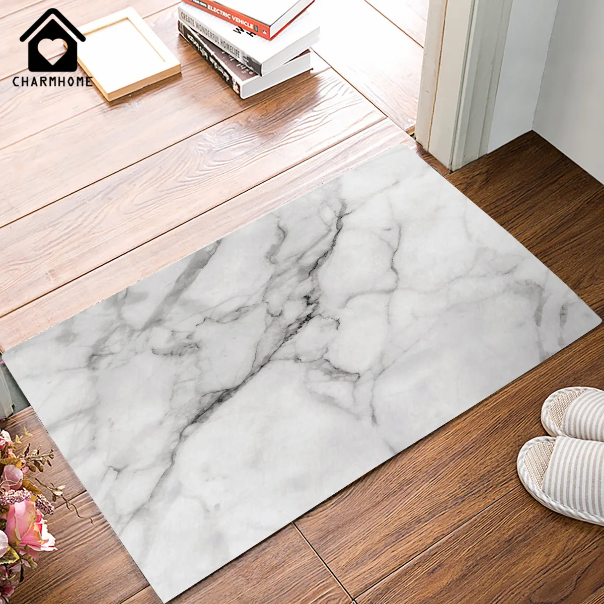 

CHARMHOME Custom Doormat Wild Symbol Marble Pattern Door Mat Home Kitchen Bath Non-slip Doormat for Living Room