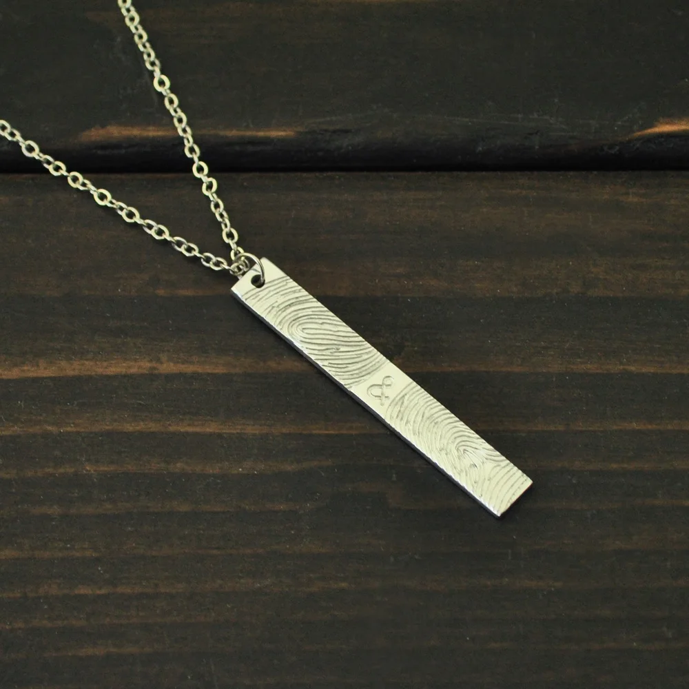 Personalized Fingerprint Necklace Actual Bar Fingerprint Bar Necklace