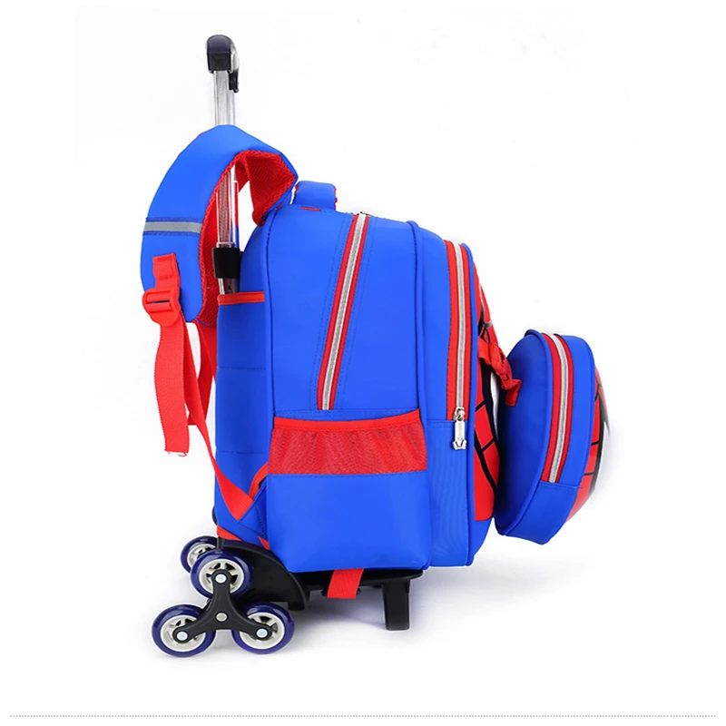 Children Waterproof Cartoon Spiderman Backpacks on Wheels Primary School Trolley Bags for Kids  Backpack with Wheels Backpacks