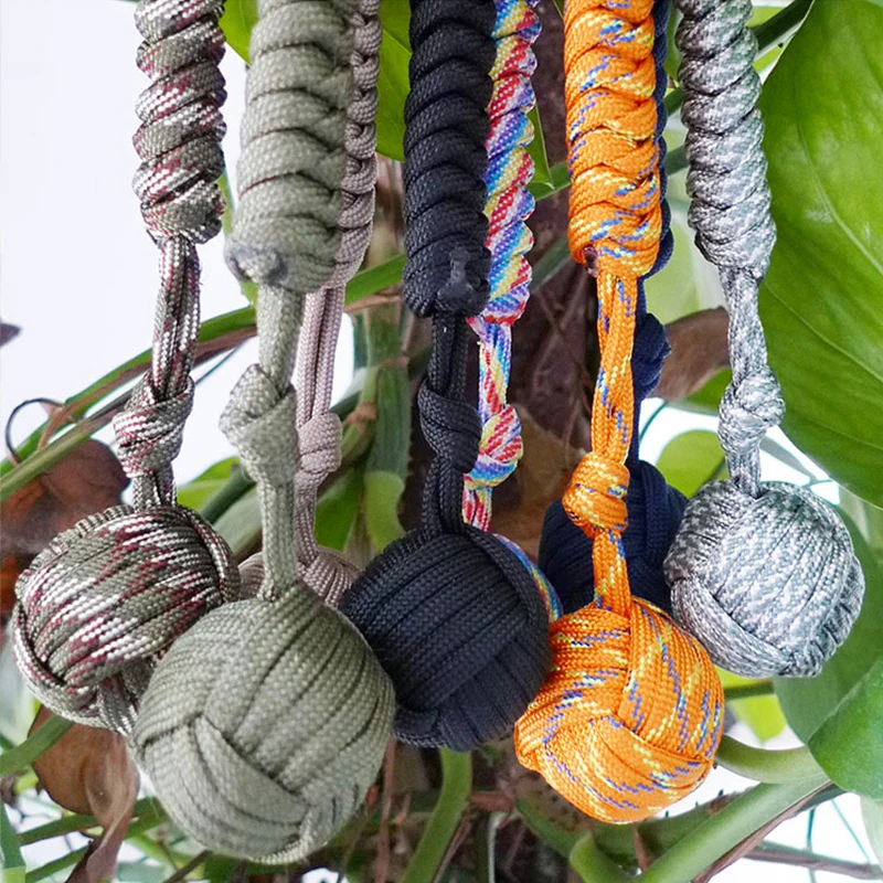 في الهواء الطلق التخييم المظلة الحبل الصلب الكرة أدوات إنقاذ فتاة الذاتي حماية الطوارئ Paracord مفتاح سلسلة متعددة الوظائف حبل