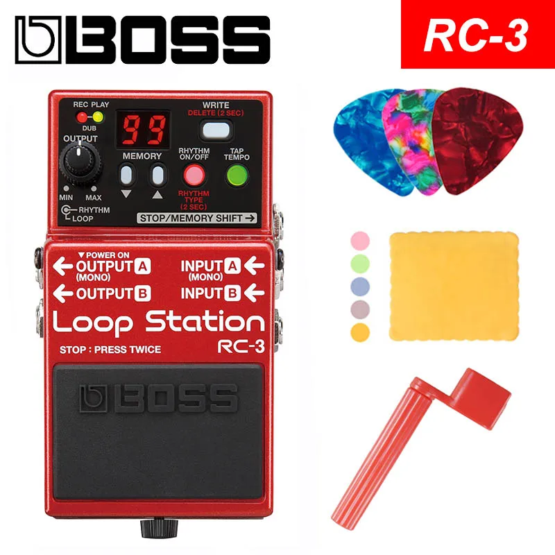 Boss RC-1 или RC-3 петля станция педаль для комплект для гитары с медиками, полировочная ткань и струны моталки - Цвет: Boss RC-3