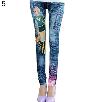

Vintage Rose Sunflower Print Women Stretchy Leggings Skinny Jeans Pencil Pants