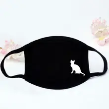 Унисекс зимний утепленный хлопковый половина лицевая маска черный, белый цвет милый мультфильм животных печатных пыле Велоспорт муфельные респиратор Wa