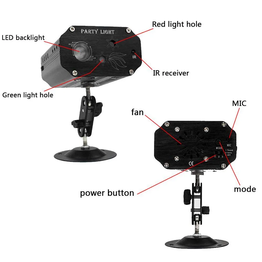 Мини ИК-пульт красный зеленый Рождественский лазерный проектор светильник s 16 узоров DJ KTV домашние вечерние Dsico стробоскоп светильник светодиодный сценический светильник ing