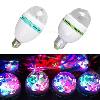 

50PCS Fast shipping 3W E27 RGB Colorful Rotating 3 LED Spot Light Bulb Lamp for Chrismas Party Disco