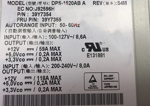 Для X3850M2 X3950M2 DPS-1520AB в 39Y7355 39Y7354 переключение Питание 39Y7354 39Y7355 DPS-1520AB A