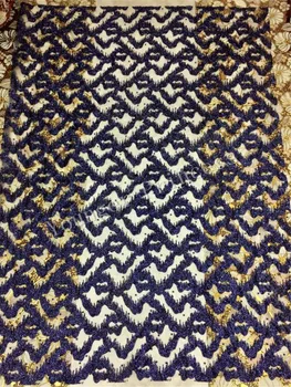 

Beaded glued glitter print african mesh tulle YG-125 navy blue lace 5yards for wedding/evening dress/party
