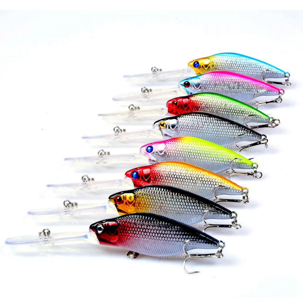 

8pcs Minnow fishing lure 8 color Hard bait Crankbaits 11cm 9.5g Carp fishing tackle #6 Hook Bass isca artificial Pesca