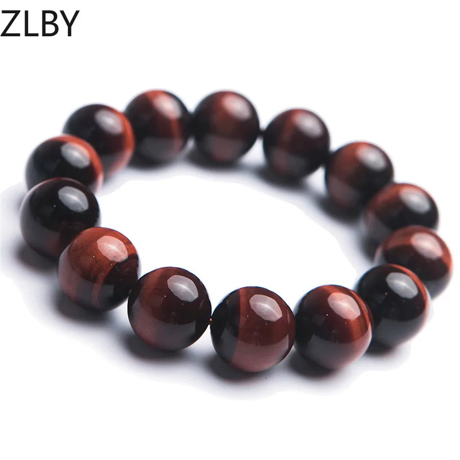 

16mm Genuine Red Natural Tiger Eye Bracelets Women Men Powerful Stretch Crystal Round Bead Bracelet