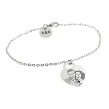 Пользовательские изображения браслет, персонализированный браслет с фото, выгравированные фото ювелирные изделия, подарок для нее, подарок на день Святого Валентина