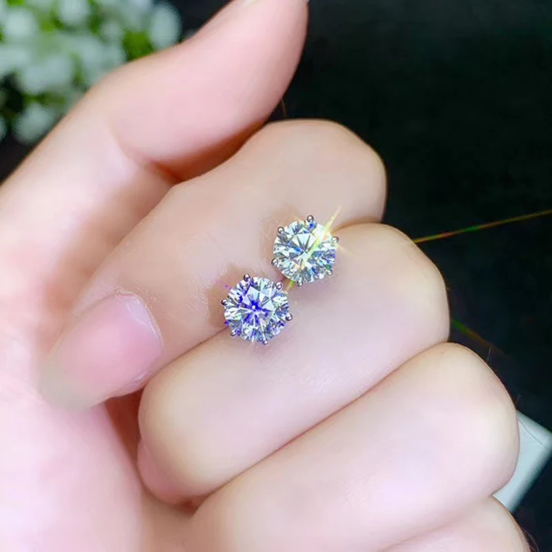 Ювелирные изделия colife 18K белого золота серьги с муассанитом для ...