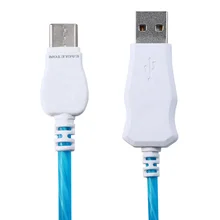 Xiaomi Кабель зарядного устройства USB type C струящийся светодиод видимый свет USB быстрая зарядка кабель синхронизации данных для android