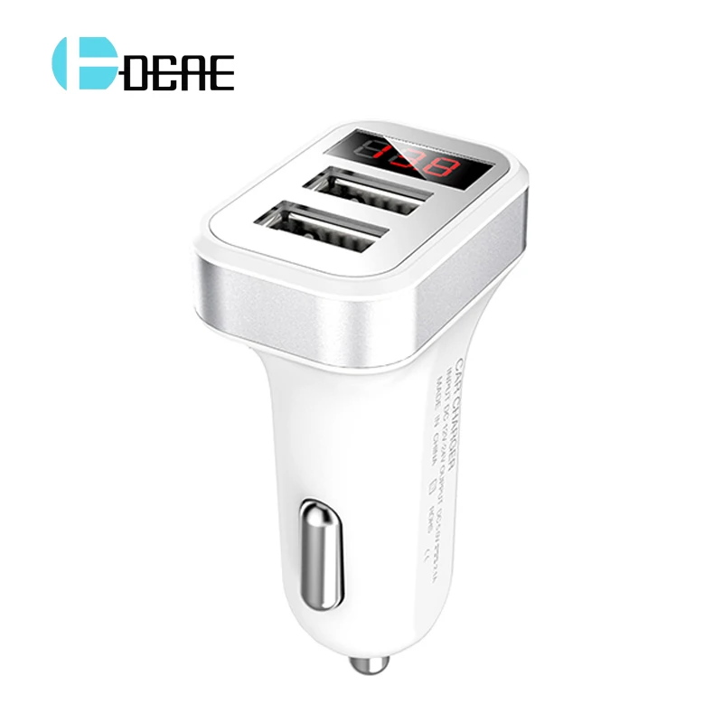 

DCAE 2USB Car Charger 5V 2.1A with LED Screen Smart Charger Adapter Charging For Android Micro USB Cable Charging Power Adapter