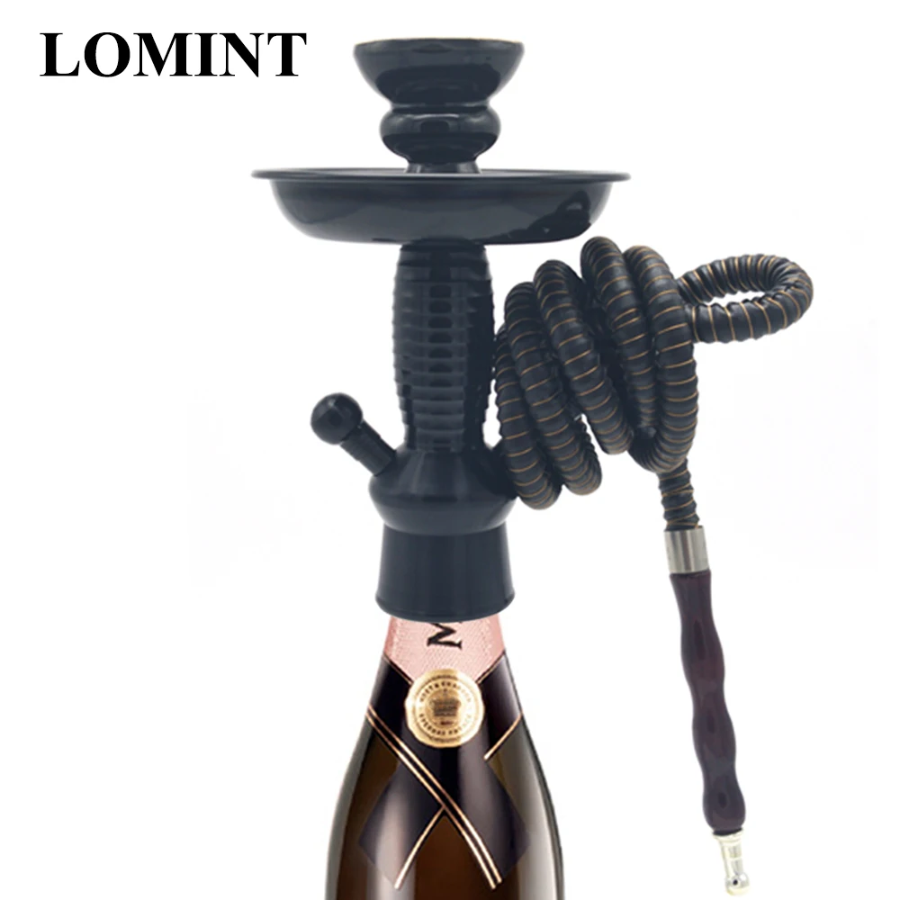 Cheap LOMINT Hookah Stem Aluminum Alloy shisha Water Pipe for Wine Champagne Beer Glass Bottle DIY Chicha Narguile Accessories