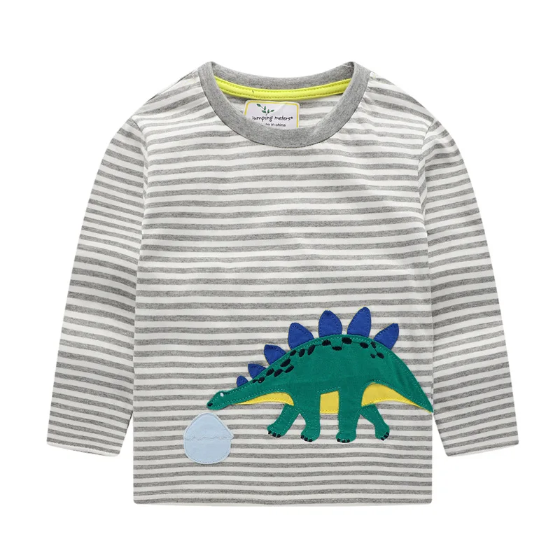 Футболка для мальчиков Одежда для маленьких мальчиков с аппликацией динозавра детские топы с длинными рукавами, хлопковые Толстовки Детская футболка одежда для мальчиков