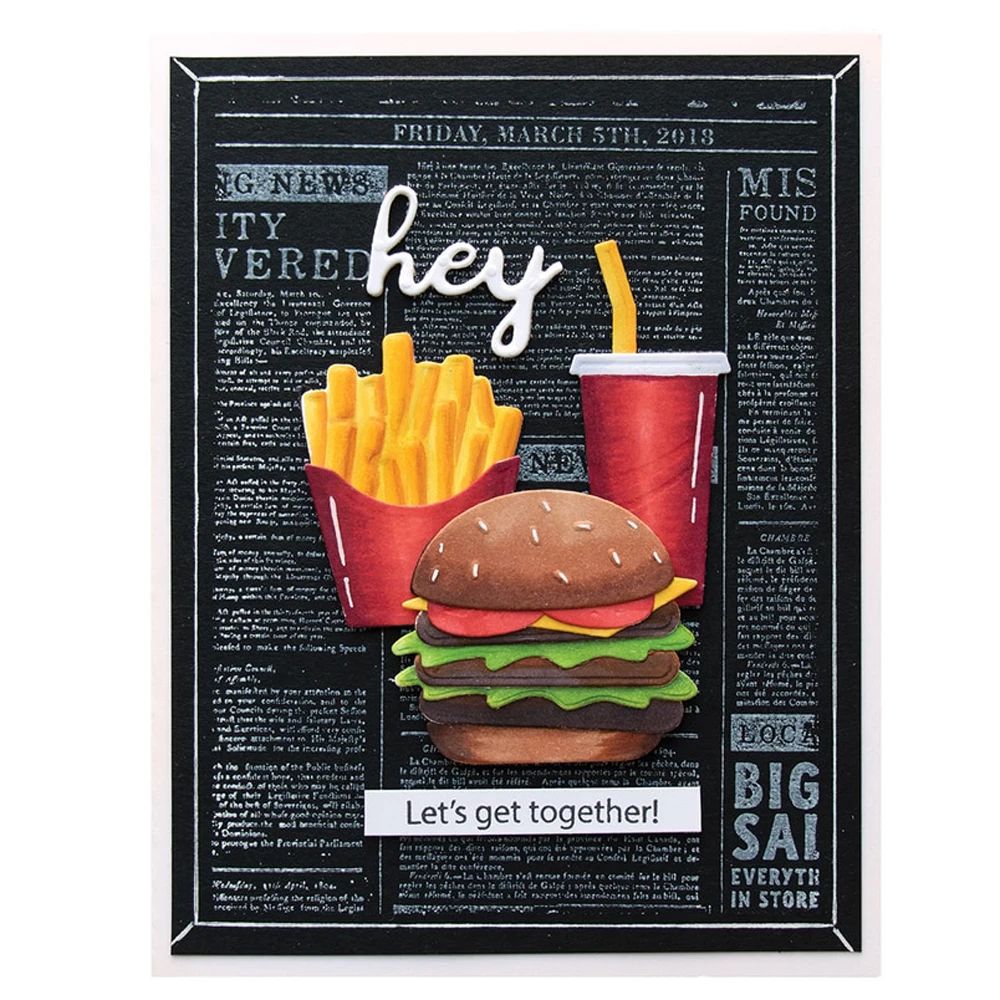 

Hamburger Fries Cola Set Metal Cutting Dies For DIY Scrapbooking dies Embossing Paper Card Making Decorative Craft dies New 2019