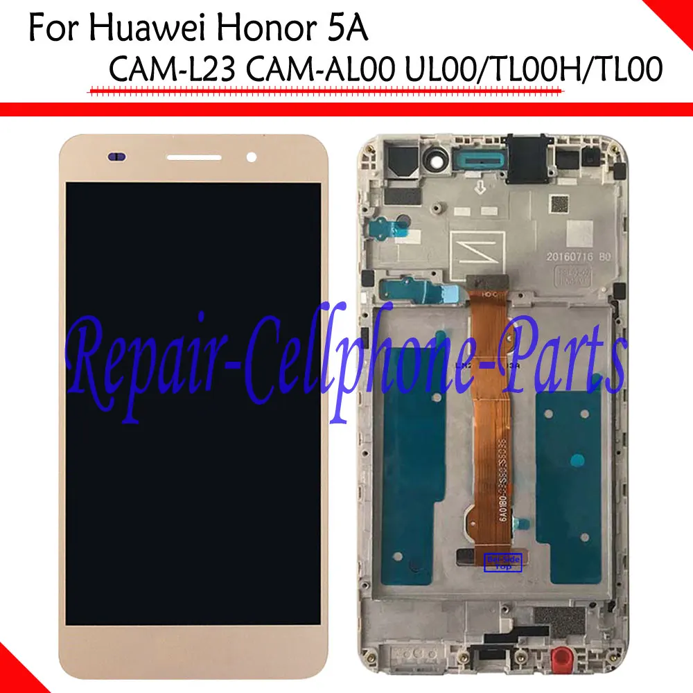

New Gold Full LCD DIsplay+Touch Screen Digitizer+Frame Cover Assembly For Huawei Honor 5A CAM-L23 / AL00 / UL00 / TL00H / TL00